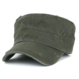 ililily Distressed Cotton Cadet Cap with Adjustable Strap Army Style Hut (cadet_527_3) -