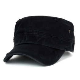 ililily Distressed Cotton Cadet Cap with Adjustable Strap Army Style Hut (cadet-527-1) -