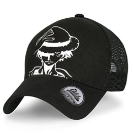 ililily eins Stück Persönlichkeit Luffy als Druckmotiv Baumwolle Freizeitkleidung Netz Baseball Cap Dad Hut , Black -