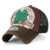 ililily Four Blatt Clover Flicken künstliches Leder Krempe Trucker Cap Hut Baseball Cap , Brown -
