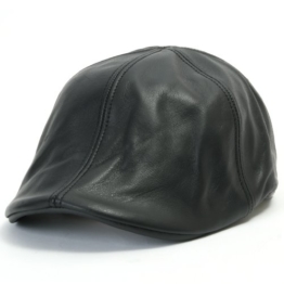 ililily Genuine Leather Flat Cap Newsboy Gatsby Cap ivy Irish Hut Driver Hunting (flatcap-511-2-XL) -