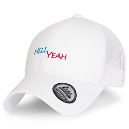 ililily HELL YEAH abgebildet im Logo Stickerei Solid Baumwolle Köper Netz Baseball Cap Dad Hut , White -
