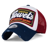 ililily Howel's Distressed Vintage Cotton Baseball Mesh Cap Snapback Trucker (Navy Red) -