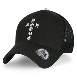 ililily Kreuz Form gothisch English abgebildet im Logo Stickerei Baseball Cap Netz Trucker Cap Hut , Black -
