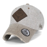ililily Reh WILD LIFE künstliches Leder Flicken klassischer Stil abgenutztes Aussehen gestreift Baseball Cap , Beige -