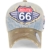 ililily Route 66 Flügellogo aufgenäht Denim Mesh Snapback Baseball Cap (Medium, Light Blue/Leather) - 