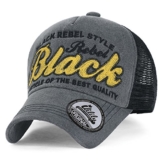 ililily schwarz Rebel Stil klassischer Stil Snapback Trucker Cap Hut Netz Sommerkleidung Baseball Cap , Black -