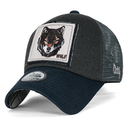 ililily Wolf Reh Tier Rechteck Flicken Freizeitkleidung Netz Baseball Cap Trucker Cap Hut , Prussian Blue -