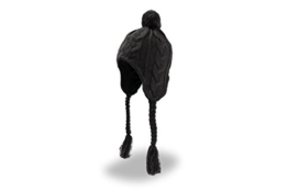 Inuit Winter Lapplandmütze Fleecefutter Zopfmuster (One Size - schwarz) -
