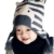 ipretty Mütze Kindermütze Zebra-Form Strickmütze für Baby Mädchen Jungen Kinder Schnee Hut Wintermütze Bommelnmütze Kids Norwegermütze Tiermütze mit wärmendem Ohrverlauf 2 kurzen Zöpfen mit Bommeln - 
