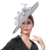 June's Young Damen Fascinator Brauthut Traumhafter Sonnenhut Mit Feder Damenhut für Hochzeit Kirche Tee (Grau) -