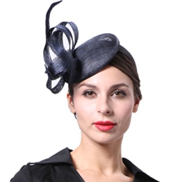 June's Young Damen Fascinator Brauthut Haarschmuck Mit Feder Kopfschmuck Für Braut Hochzeit Kopfbedeckung (Schwarz) -