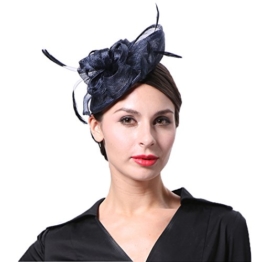 June's Young Damen Fascinator Damenhut Haarschmuck für Hochzeit Kopfschmuck Hochzeitshut Blume am Haar Brauthut Anlasshut (Schwarz) -