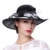 June'Young Damen-Huete Sonnenhut mit Schleife Feder Derby Hut Chinesiche Malerei Muster Sommerhut aus Hanf Sinamayhut fuer Hochzeit Reise Kirche -