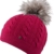 Jutta- HAT leichte Strickmütze mit farbig abgesetzter Pom Pom einfarbige Strickmütze Mütze Wintermütze Bommelmütze , Pom Pom ( (pink) -