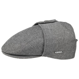 Kangol Herringbone Flatcap mit Ohrenklappen Schirmmütze Flatcap Schiebermütze (S/54-55 - grau) -