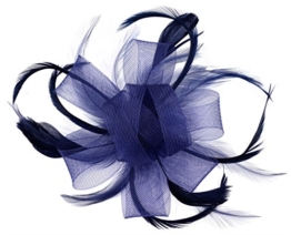 Kapmore Feather Fascinator Haar Clip Braut Headpiece Hochzeit Kopfbedeckungen für Frauen (One Size, Navy) -