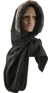 Kapuzenschal aus Fleece mit Kunstpelz in schwarz, Kopfgröße:Einheitsgröße;Farben:schwarz -