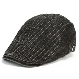 Kuyou Flatcap Gatsby Ivy Cap Schiebermütze Schirmmütze Irish Hunting Hut (Schwarz) -