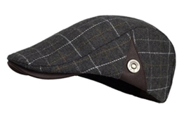 Kuyou Herren Gatsby Mütze Flat Cap Schiebermütze Ivy Kapppe Hüte (Grau/Weiß) -
