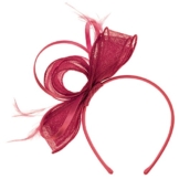 Lierys Antoina Fascinator Haarschmuck Anlasshut Haarreif für Damen Kinder Anlasshut Hochzeitshut Winter Sommer (One Size - dunkelrot) -