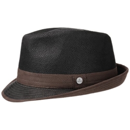 Lierys Arizona Lederoptik Trilby Hut Trilbyhut Stoffhut Fedora Herrenhut für Herren Trilby Herrenhut mit Futter, mit Einfass Herbst Winter (60 cm - schwarz) -