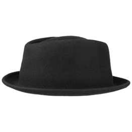 Lierys Blank Pork Pie Filzhut Herrenhut für Damen Herren Trilby Filzhut Winter Sommer (L/58-59 - schwarz) -