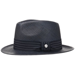 Lierys Blue Striped Ribbon Panamahut Fedora Hut Panamastrohhut Strohhut Sommerhut Sonnenhut für Damen Herren Panamahut Strohhut mit Einfass Frühjahr Sommer (S/55-56 - blau) -