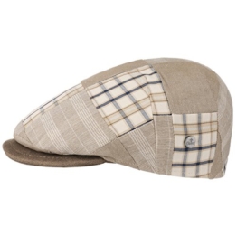 Lierys Capri Bic Patchwork Flatcap Schirmmütze Sportmütze Schiebermütze für Herren Baumwollcap Schiebermütze mit Schirm, mit Futter Frühjahr Sommer (57 cm - beige) -