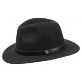 Lierys Chicago Travellerhut für Damen Herren Filzhut Wollhut mit Lederband, mit Ripsband, mit Lederband, mit Ripsband Winter Sommer (L/58-59 - schwarz) -