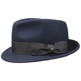 Lierys Classic Fedora Wool Trilby Wollhut für Damen Herren Fedora Wollfilzhut mit Ripsband Winter Sommer (M/56-57 - blau) -