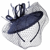 Lierys Dianina Fascinator Haarschmuck Anlasshut Damenhut Haarreif für Damen Kinder Anlasshut Hochzeitshut Winter Sommer (One Size - dunkelblau) -