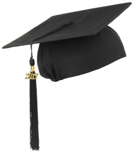 Lierys Doktorhut (Studentenhut) mit 2017 Jahreszahl Anhänger, Hut für Abschlussfeiern vom Studium an Universität, Hochschule oder Abitur, Absolventenhut in der Farbe schwarz, Einheitsgröße -