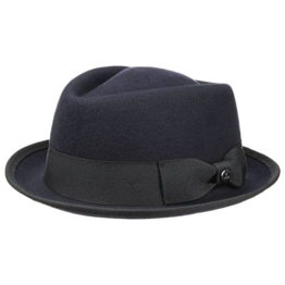 Lierys Fedora Pork Pie Hut Filzhut Wollfilzhut für Damen Herren Trilby Filzhüte mit Ripsband, mit Einfass Winter Sommer (L/58-59 - blau) -