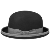 Lierys Filzmelone Wollfilzhut Melone Twotone Filzhut für Damen Herren Bowler Anlasshut mit Futter Winter Sommer (58 cm - grau) -