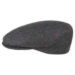 Lierys Flatcap Karomuster Sportmütze für Herren Schiebermützen Karo mit Schirm, mit Futter Winter Sommer (61 cm - anthrazit) -