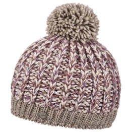 Lierys Lojana Bommelmütze Strickmütze mit Pompon für Damen Kinder Bommelmütze Damenmütze mit Futter, mit Futter, mit Futter Herbst Winter (One Size - dunkelbeige) -