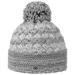 Lierys Mohair Stripes Bommelmütze Beanie Strickmütze Wintermütze Damenmütze Mütze für Damen Bommelmütze Strickmütze mit Umschlag, Oversize, mit Umschlag, Oversize Herbst Winter (One Size - grau) -