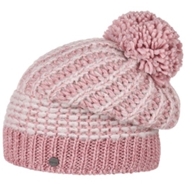 Lierys Mohair Twotone Bommelmütze Beanie Strickmütze Wintermütze Mütze Damenmütze Skimütze Wollmütze für Damen Wintermütze Bommelmütze mit Futter, mit Futter Herbst Winter (One Size - rosa) -