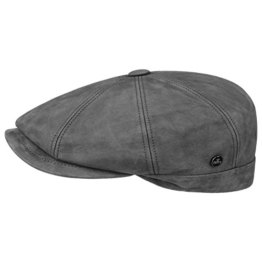 Lierys Nappa Wax Ledermütze Schirmmütze für Herren Schiebermütze Schirmmütze mit Schirm, mit Futter Herbst Winter (58 cm - grau) -