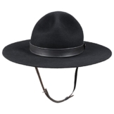 Lierys Pfadfinder Wollfilzhut Kanada für Herren Kanadahut Robert mit Kinnband Winter Sommer (64 cm - schwarz) -