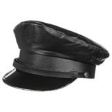 Lierys Schildmütze Leder Kapitänsmütze für Herren Matrosenmütze Schmidtmütze mit Schirm, mit Futter, mit Lederband Winter Sommer (58 cm - schwarz) -