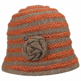 Lierys Streifen Strickhut Damenhut Wollhut für Damen Damenhut Winterhut Herbst Winter (One Size - orange) -