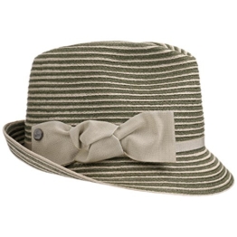 Lierys Stripes Hanf Melange Trilby Hut Hanfhut Damenhut Strandhut Sommerhut Sonnenhut für Damen Hanfhut Strohhut mit Ripsband Frühjahr Sommer (One Size - grün) -