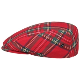 Lierys Tartan Schottenkaro Flatcap Schirmmütze für Damen Herren Schiebermütze Schirmmütze mit Schirm, mit Futter Winter Sommer (58 cm - rot) -