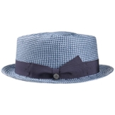 Lierys Twotone Porkpie Sommerhut Strohhut Sonnenhut Strandhut für Damen Herren Porkpie Sommerhut mit Ripsband Frühjahr Sommer (L/57-58 - blau) -
