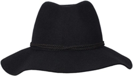 Loevenich Damen Filz Fedora Filzhut mit Krempe und modischem Ethnoband, Farbe: Schwarz -