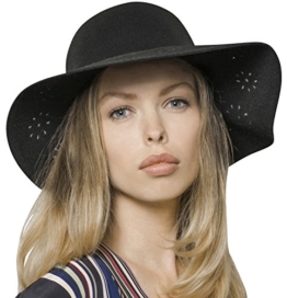 Loevenich Filzhut Damen Schlapphut Sonnenhut mit Cutouts, Farbe: Schwarz -