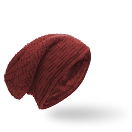 Long Beanie Mütze Warme Strickmütze mit weichem Innenfutter Stretch Material Top Passform und Tragekomfort Wintermütze mit Flechtmuster -