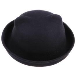 Lukis 1 Stk. 1 Stk.katze-Ohrringen Hut Melone Derby Kappe Melone Bowler Mütze Hut Bowlerhut Filzhut Chaplin Hat Kopfumfang 57cm (Schwarz-1) -